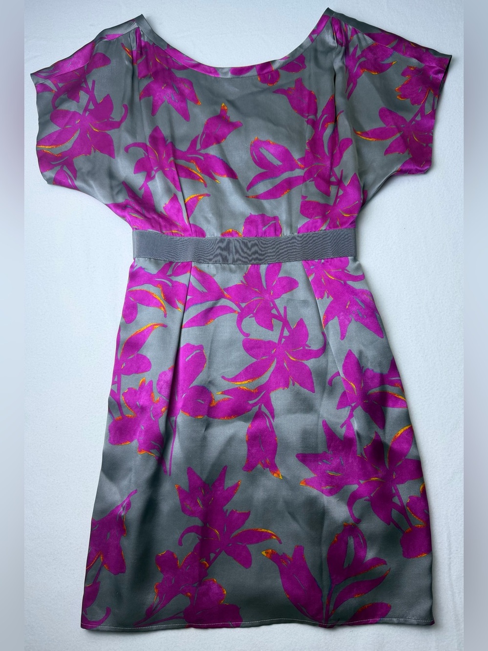 MARELLA Gray Dress with Fuchsia Floral Print